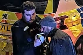 Gavin Twist does a breathalyser test.
