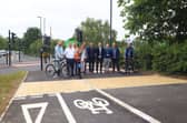 Works are part of the Transforming Cities programme. Pictured are Cllr Carmel Swan and representatives from Derby City Council and Balfour Beatty.