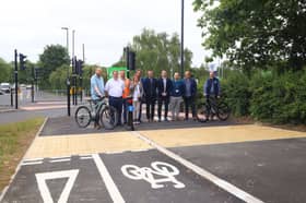 Works are part of the Transforming Cities programme. Pictured are Cllr Carmel Swan and representatives from Derby City Council and Balfour Beatty.
