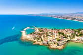 Aerial view of the coastline near Side, Antalya – a popular spot for all-inclusive beach holidays in Turkey
