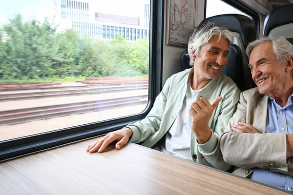 Actor Larry Lamb and his son George Lamb transform travel time on the train into opportunities for meaningful conversations with friends and loved ones.