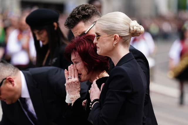 Sharon Osbourne was visibly emotional as she viewed tribute to her late husband Ozzy Osbourne.