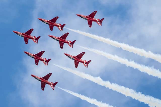 The Red Arrows will fly over Derbyshire today (Friday, August 8)