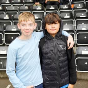 Derby County fans at the Sky Bet Championship meeting with Preston North End at Pride Park Stadium 