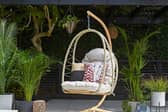 Sydney Rope Folding Egg Chair includes a plush cushion and can be folded to make seasonal storage more convenient