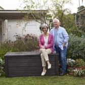 The 570-litre Keter Westwood combines outdoor storage with occasional seating for two adults