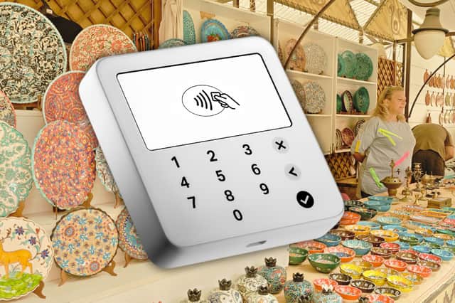 The compact SumUp card reader helps market traders, craft sellers and small businesses accept contactless and card payments without expensive equipment.