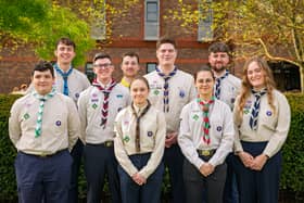 King's Scouts from Derbyshire celebrate their award at Windsor Castle