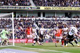 Derby County are out of the bottom three on goal difference from Luton Town with two games to go.