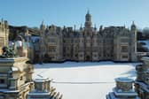 Harlaxton Manor in the winter snow