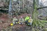 Watch the moment a stranded dog gets rescued from a cliff