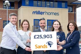Chloë Brunton-Dunn (centre, right) with (l-r) Martin Smyth, Helen Dawkins, Tom Roberts and Cat Wood of Miller Homes East Midlands