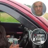 Moment nervous dealer is caught with £10k drug stash