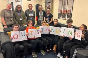 Staff and children from the Royal School for the Deaf Derby which has been found to be outstanding.