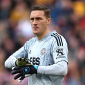 Daniel Iversen during his Premier League debut for Leicester City against Brentford