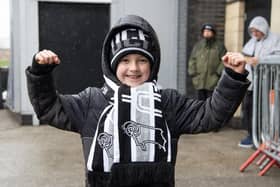 Derby County fans ahead of kick-off for today's game.
