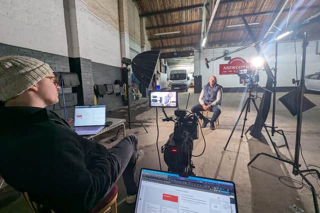 Filming taking place at one of the United Rentals businesses.