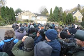 Dozens of birdwatchers flock to a quiet cul-de-sac in Shelf, near Halifax, after a rare bird was sighted perched on a garden washing line.
