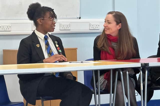 Derby North MP Catherine Atkinson visited The Bemrose School and spent time learning about the school’s unique student-led parliamentary system and answering questions about her role  as a local Member of Parliament.