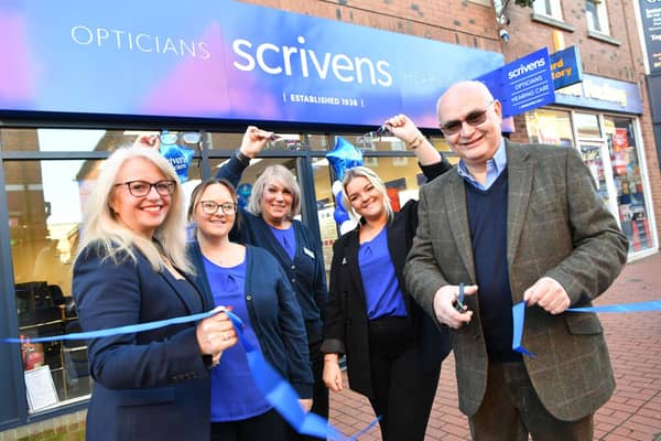 Helen Bamforth, Area Manager; Nic Sissons, Assistant Manager; Lizzie Hartle, Sales Assistant; Alice Faulkner, Branch Manager; and Anthony Spencer, VIP.