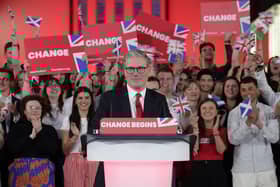Sir Keir Starmer, leader of the Labour Party is set to be the country’s new prime minister. Flanked by supporters in London, his celebratory speech promised to ‘put country first, party second.’ Country first, Party second. (Photo by Ricky Vigil/Getty Images)