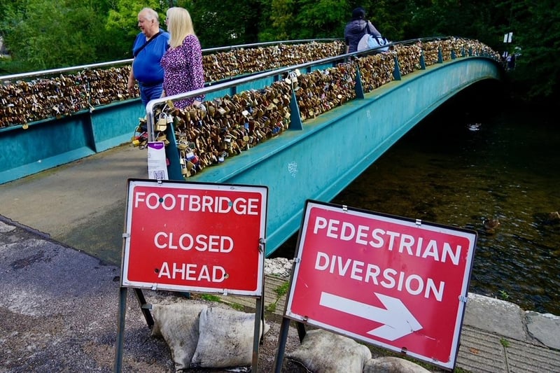 Derbyshire County Council has issued a closure order for the Weir footbridge, as announced earlier in the summer. (Photo: Brian Eyre/Derbyshire Times)