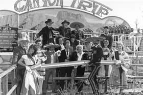 The American Adventure theme park may was a hugely popular choice among families in the city for a day out during the 90s. Samuel Magdaleno is pictured here opening Mexicoland at the attraction in May 1991.