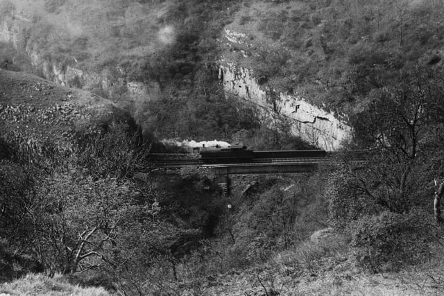 Circa 1935:  A steam train passing through the Peak District.  (Photo by Hulton Archive/Getty Images)