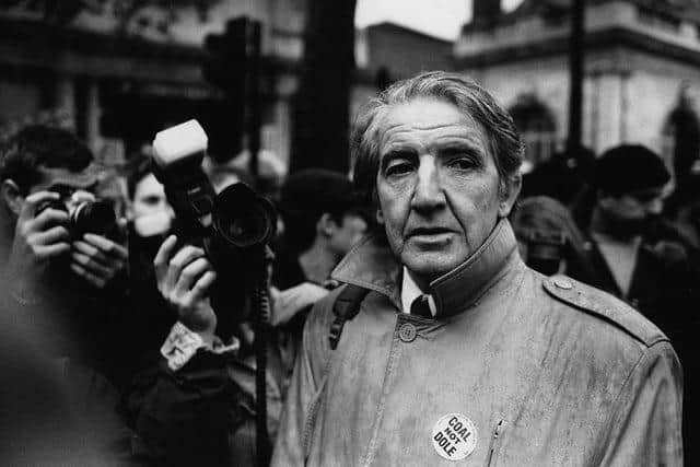 Here he is pictured at a demonstration in London in support of the miners in October 1992.