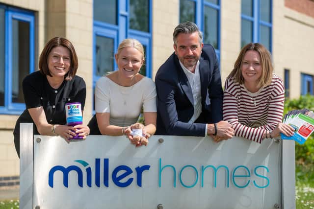 Lucy Cervasio (centre left) corporate and community fundraiser for Bodie Hodges Foundation with Cat Wood, Tom Roberts and Helen Dawkins of Miller Homes at the developer’s offices in Derby