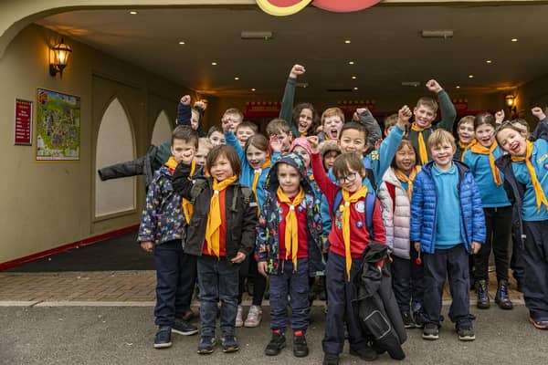 A scout group visits Gulliver’s.