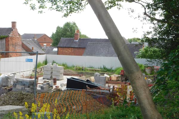 Trees have been felled in a Derbyshire market town. The site shows work being carried out at 21 Market Place, Melbourne.