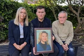 Sabrina's family: Pauline Nimmo (Sabrina's sister), Joseph Brett (Sabrina's brother), Noel Brett (Sabrina's father); courtesy of ITV Anglia