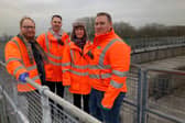 L-R – Jonathan Davies MP; David Thompson, Severn Trent; Stephanie Cawley, Severn Trent; Dean Wright, Severn Trent