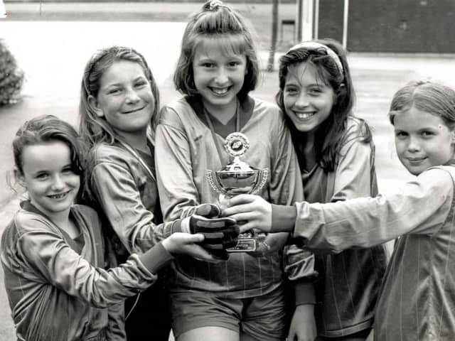 Swanwick primary school girls five-a-side winners, 1991.