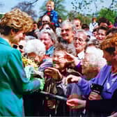 Princess Diana in Derbyshire meeting crowds in 1992