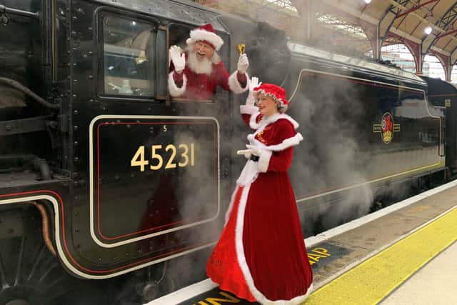 Santa and Mrs Claus on board the Santa Steam Express