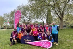 Paul Sinton-Hewitt and Ellie Simmonds at Finsbury parkrun as the parkwalk record was smashed on parkrun and Vitality’s ‘Let’s Walk’ day.