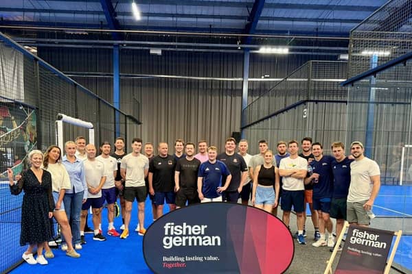 Some of the participants in Fisher German’s first charity padel tournament
