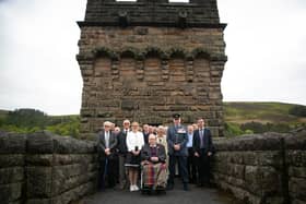 Veteran Tony Jessop, Flight Lieutenant Adrian “Ady” Hargreaves RAF and other members the public attended the Derwent Dam memorial